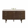 James Martin Vanities Amberly 60in Single Vanity, Mid-Century Walnut w/ 3 CM Eternal Marfil Top 670-V60S-WLT-3EMR